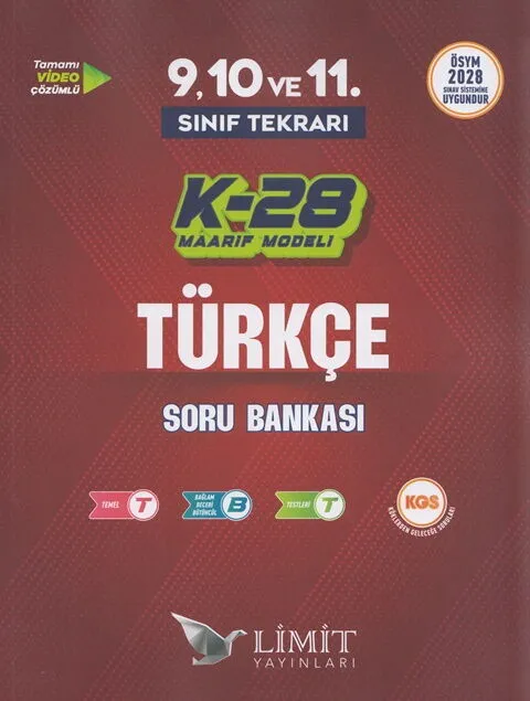 TYT%209.%20ve%2010.%20Sınıf%20Tekrarı%20Türkçe%20K-28%20Maarif%20Model%20Soru%20Bankası%20Limit%20Yayınları