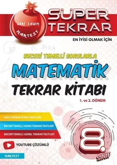 8. Sınıf Kırmızı Matematik Soru Bankası Süper Tekrar Kitabı Nartest Yayınları