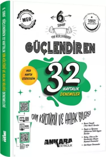 6. Sınıf Din Kültürü ve Ahlak Bilgisi Güçlendiren 32 Haftalık Kazanım Denemeleri Ankara Yayıncılık - Hemen Satın Al