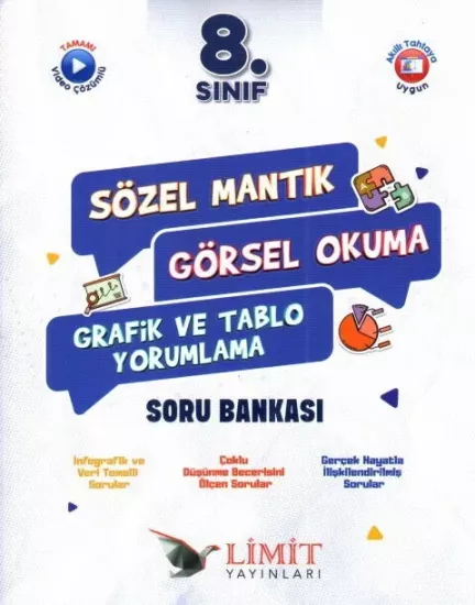 8. Sınıf Sözel Mantık Görsel Okuma Grafik ve Tablo Yorumlama Soru Bankası Limit Yayınları - Hemen Satın Al