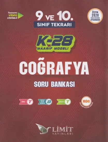 TYT 9. ve 10. Sınıf Tekrarı Coğrafya K-28 Maarif Model Soru Bankası Limit Yayınları - Hemen Satın Al