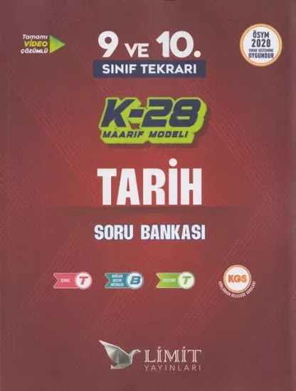 TYT 9. ve 10. Sınıf Tekrarı Tarih K-28 Maarif Model Soru Bankası Limit Yayınları - Hemen Satın Al