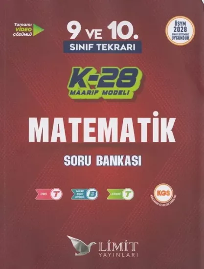 TYT 9. ve 10. Sınıf Tekrarı Matematik K-28 Maarif Model Soru Bankası Limit Yayınları - Hemen Satın Al