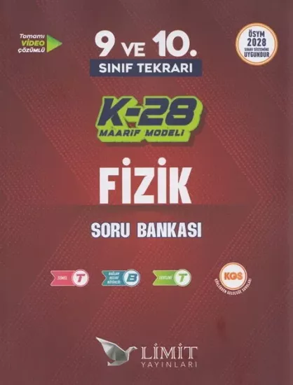 TYT 9. ve 10. Sınıf Fizik Tekrarı K-28 Maarif Model Soru Bankası Limit Yayınları - Hemen Satın Al
