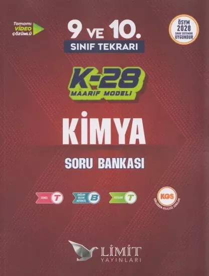 TYT 9. ve 10. Sınıf Tekrarı Kimya K-28 Maarif Model Soru Bankası Limit Yayınları - Hemen Satın Al