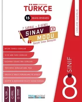 8. Sınıf Türkçe Sınav Modu 15 Deneme Pruva Akademi - Hemen Satın Al