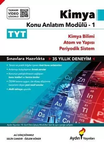 TYT Kimya Konu Anlatım Modülü 1 (Kimya Bilimi-Atom ve Yapısı-Periyodik Sistem) Aydın Yayınları