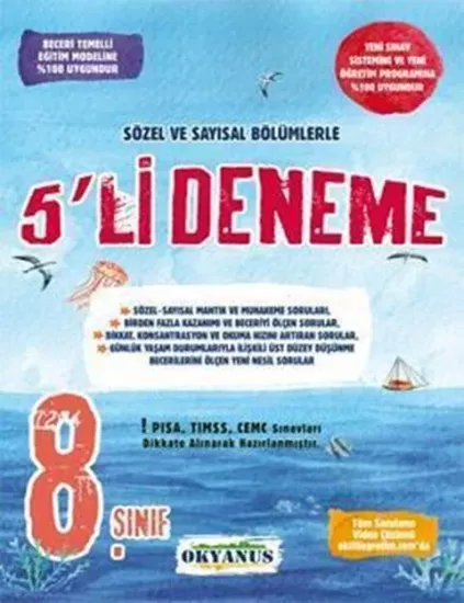 2024 8. Sınıf Sayısal ve Sözel Bölümlerle 5 li Deneme Okyanus Yayıncılık - Hemen Satın Al