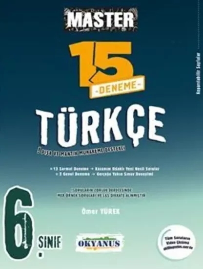 6. Sınıf Master 15 Türkçe Denemesi Okyanus Yayıncılık - Hemen Satın Al