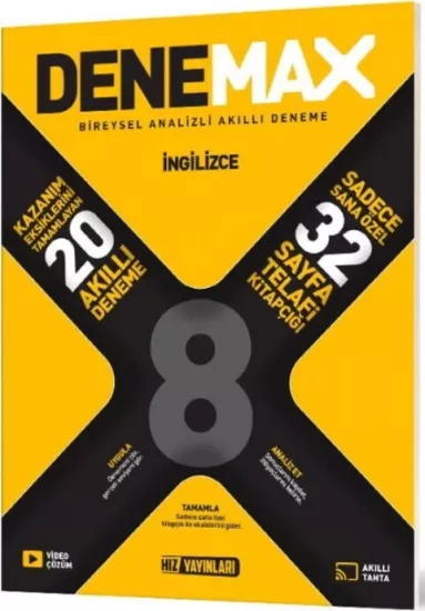 8. Sınıf İngilizce Denemax 20 li Akıllı Deneme Hız Yayınları - Hemen Satın Al