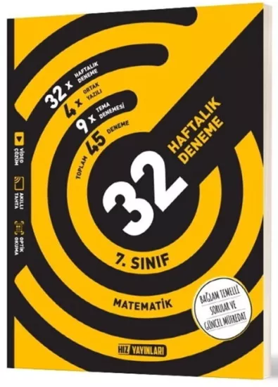 7. Sınıf Matematik 32 Haftalık Kazanım Denemeleri Hız Yayınları - Hemen Satın Al