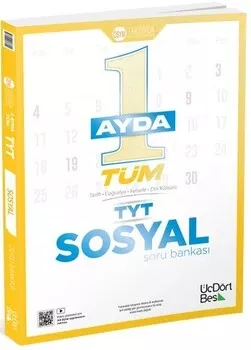 1 Ayda Tüm TYT Sosyal Soru Bankası ÜçDörtBeş Yayınları - Hemen Satın Al