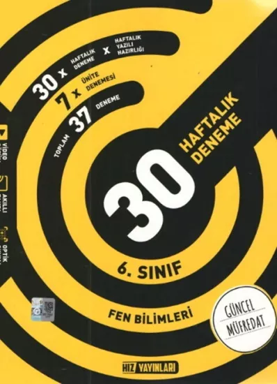 6. Sınıf Fen Bilimleri 30 Haftalık Kazanım Denemeleri Hız Yayınları - Hemen Satın Al