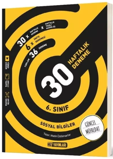6. Sınıf Sosyal Bilgiler 30 Haftalık Kazanım Denemeleri Hız Yayınları - Hemen Satın Al