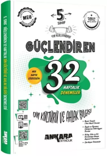 5. Sınıf Din Kültürü ve Ahlak Bilgisi Güçlendiren 32 Haftalık Denemeleri Ankara Yayıncılık - Hemen Satın Al