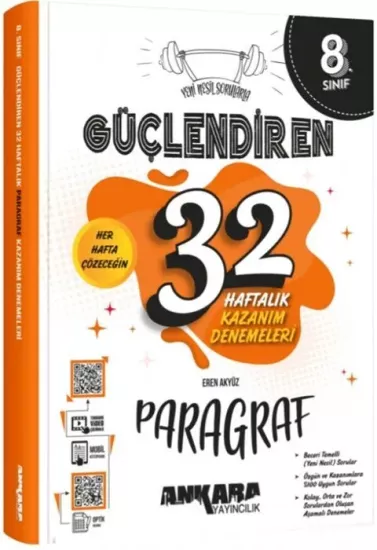 8. Sınıf Paragraf Güçlendiren 32 Haftalık Kazanım Denemeleri Ankara Yayıncılık - Hemen Satın Al