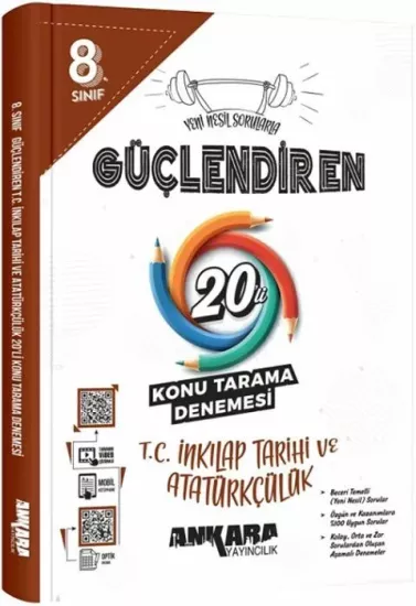 8. Sınıf TC İnkılap Tarihi ve Atatürkçülük Güçlendiren 20 Konu Tarama Denemesi Ankara Yayıncılık - Hemen Satın Al