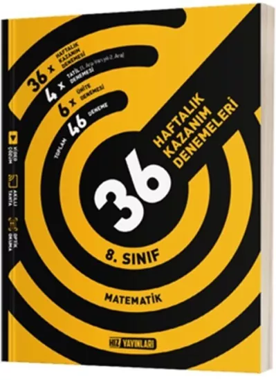 8. Sınıf Matematik 36 Haftalık Kazanım Denemeleri Hız Yayınları - Hemen Satın Al