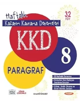 8. Sınıf Paragraf KKD Haftalık Kazanım Kavrama Denemeleri Kurmay ELT - Hemen Satın Al