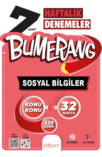 7. Sınıf Bumerang 32 Haftalık Sosyal Bilgiler Denemeleri Günay Yayınları