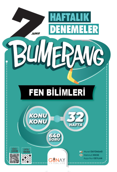 7. Sınıf Bumerang 32 Haftalık Fen Bilimleri Denemeleri Günay Yayınları