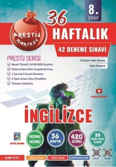 8. Sınıf Haftalık İngilizce Denemeleri Nartest Yayınları - Hemen Satın Al