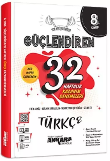 8. Sınıf Türkçe Güçlendiren 32 Haftalık Kazanım Denemeleri Ankara Yayıncılık - Hemen Satın Al