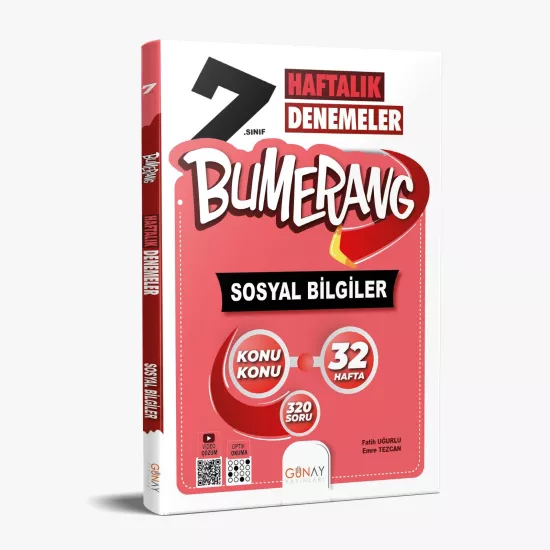 7. Sınıf Sosyal Bilgiler Bumerang 32 Haftalık Denemeleri Günay Yayınları