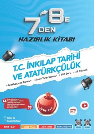 7 den 8 e T.C. İnkılap Tarihi Ve Atatürkçülük Hazırlık Kitabı Nartest Yayınları - Hemen Satın Al