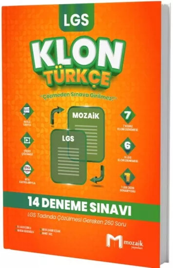 8. Sınıf LGS Türkçe Klon 14 Deneme Mozaik Yayınları - Hemen Satın Al