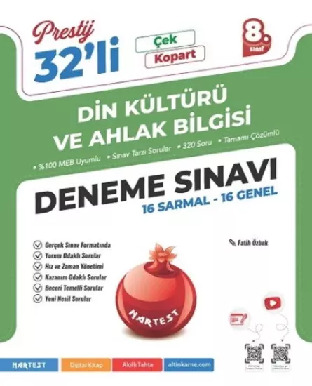 8. Sınıf Din Kültürü Ve Ahlak Bilgisi Prestij Ds 32 Deneme Nartest Yayınları - Hemen Satın Al