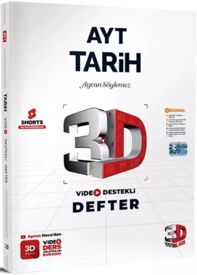 AYT Tarih Video Destekli Defter 3D Yayınları - Hemen Satın Al