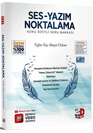Ses Yazım Noktalama Konu Özetli Soru Bankası 3D Yayınları - Hemen Satın Al
