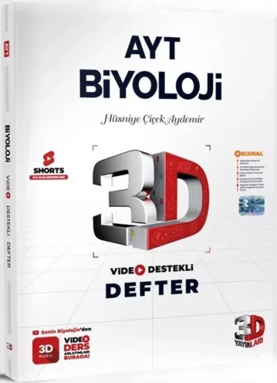AYT Biyoloji Video Destekli Defter 3D Yayınları - Hemen Satın Al