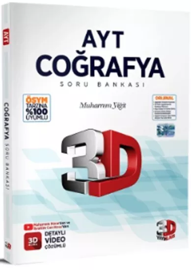 AYT Coğrafya Soru Bankası 3D Yayınları - Hemen Satın Al