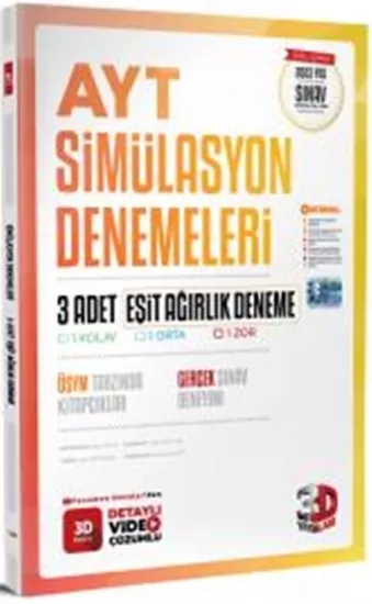 3D AYT 3’ lu Simülasyon Deneneme Eşit Ağırlık 3D Yayınları